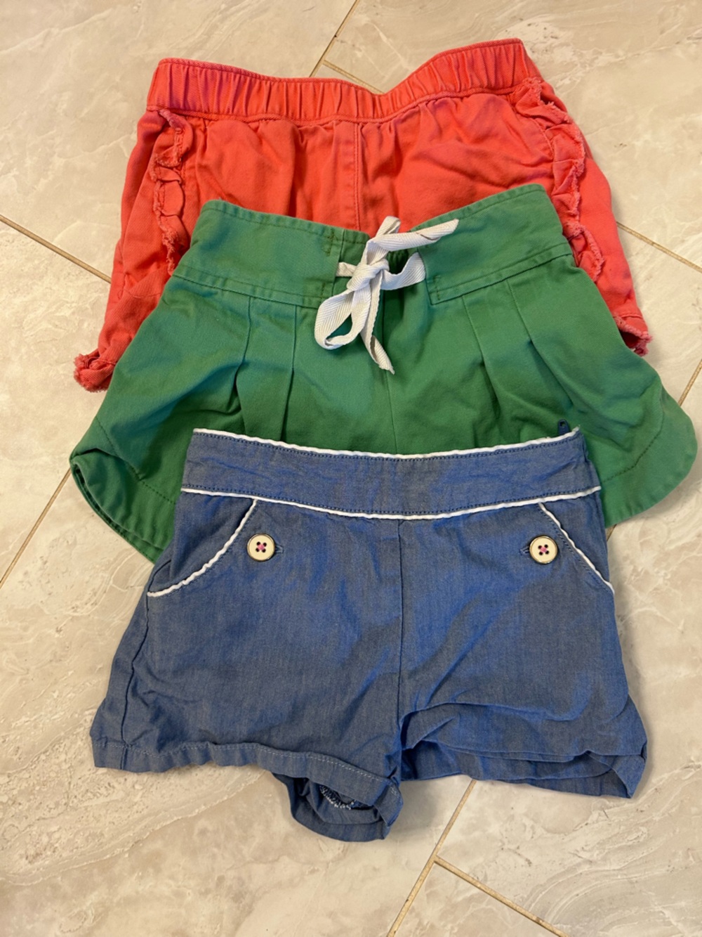 Janie and Jack Red, Green & Blue Girls Shorts Trio